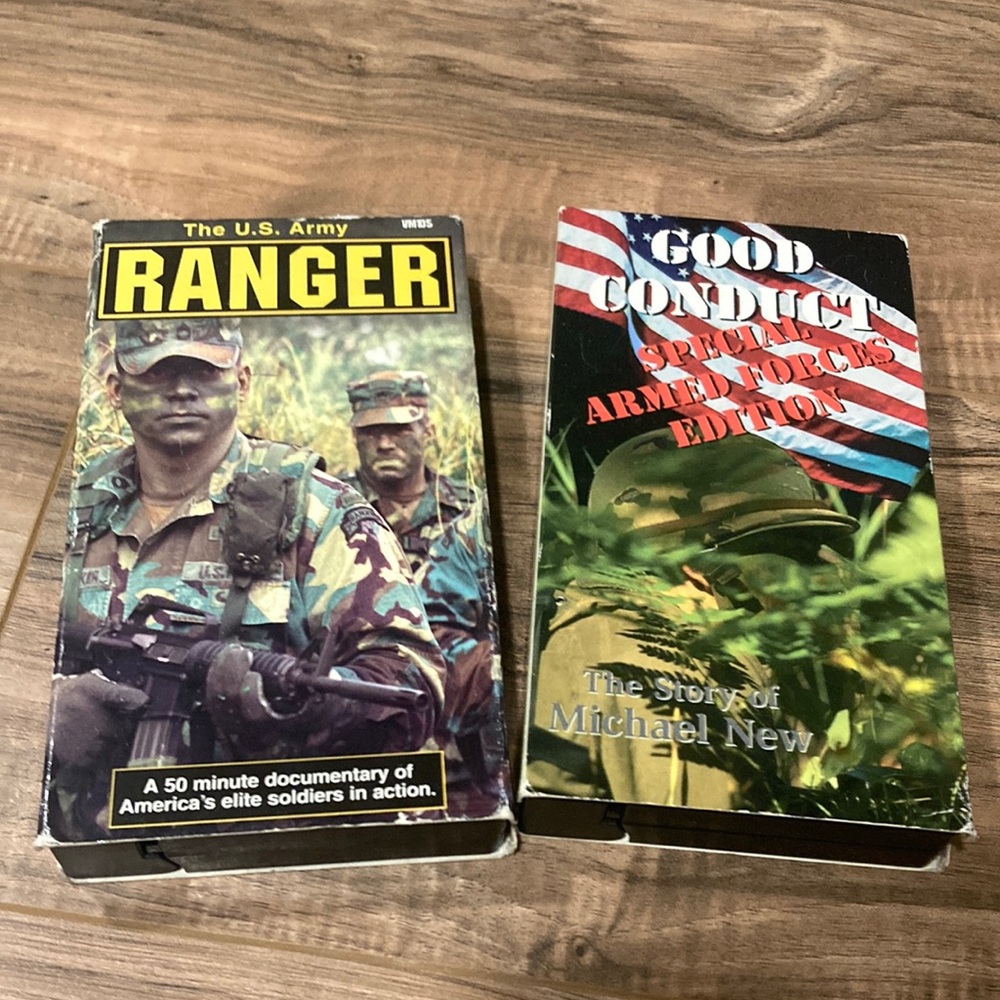 US Army vintage VHS tapes; US Army Ranger & Good Conduct story of Michael New
